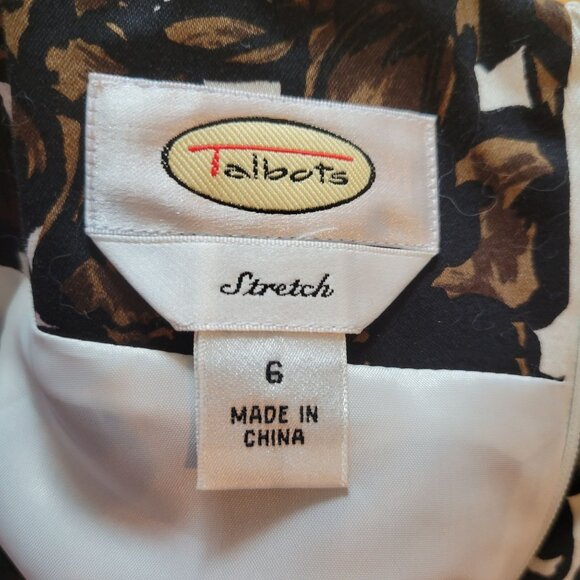 Talbots Brown Floral Print Stretch Dress Size 6 - Picture 2 of 4